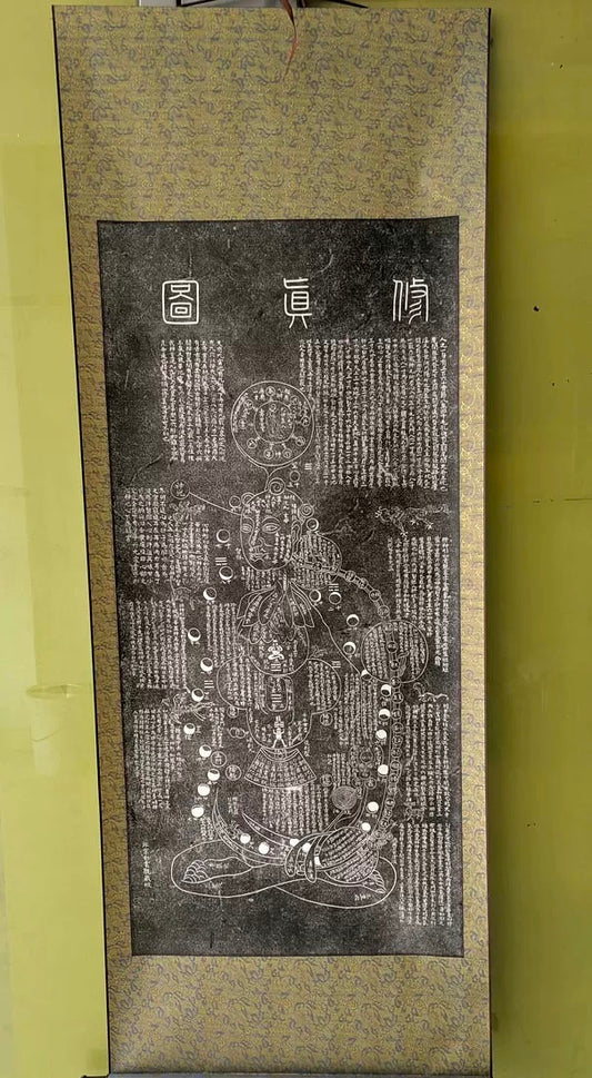 YUANWELLNESS: Xiuzhen Tu, Taoist “Cultivation of Truth Diagram", Traditional Chinese Medicine, Original Edition Rubbing by hand - YUAN WELLNESS