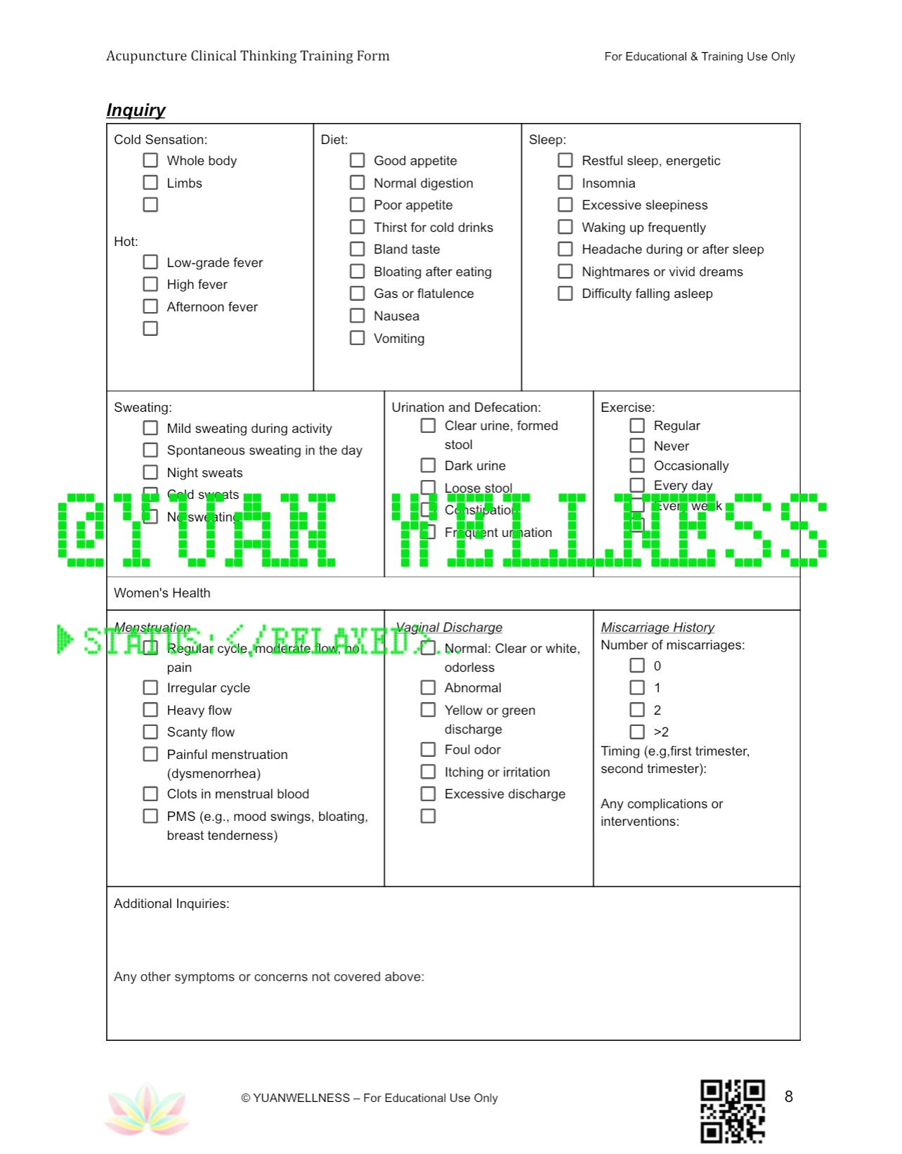 Acupuncture Clinical Thinking Training Form - Comprehensive PDF & Google Form for TCM Students and Practitioners