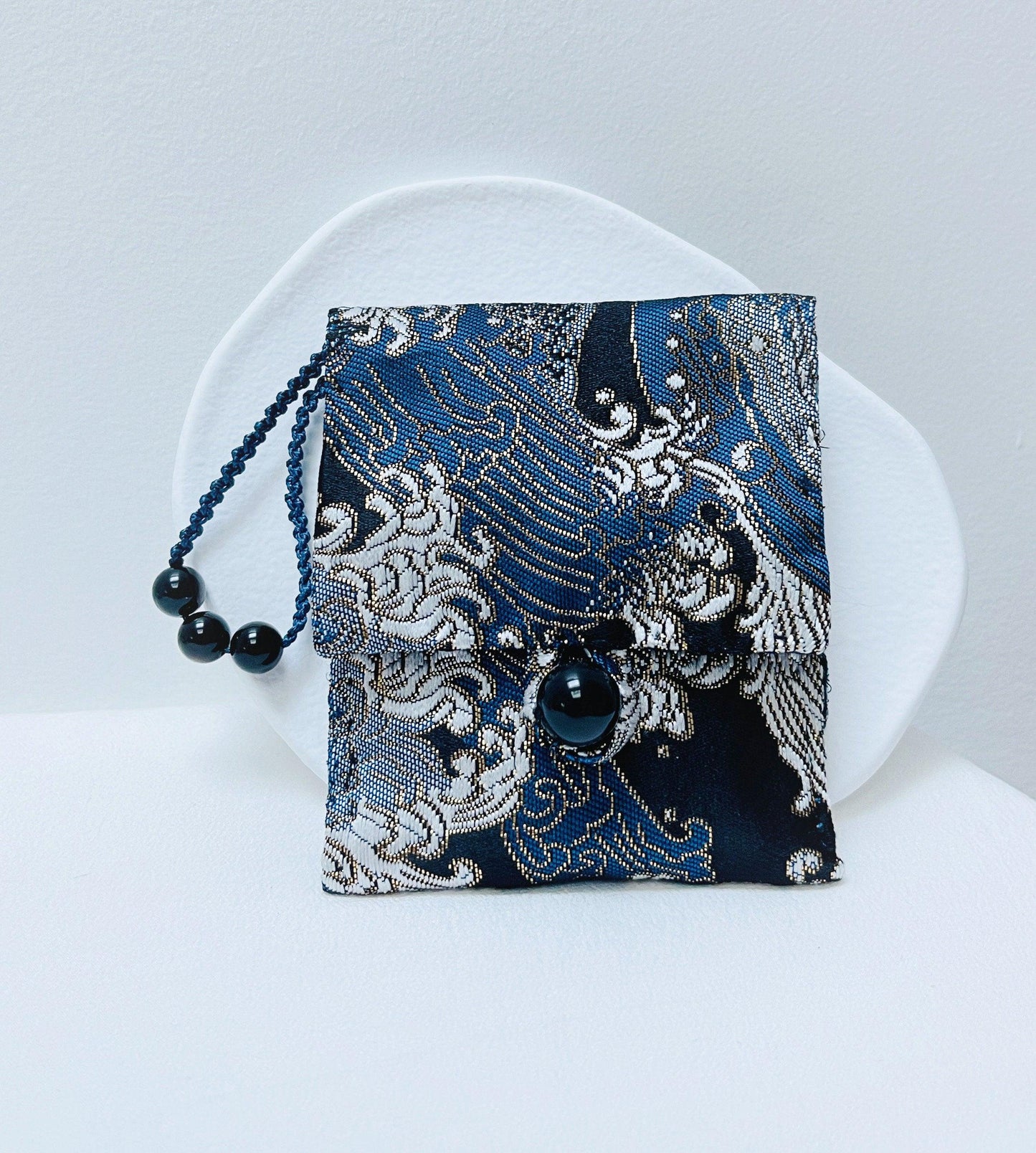 YUANWELLNESS: Handmade Acupuncture Teishin Case, Japanese Great Wave, Blue, Teishin Holder - YUAN WELLNESS