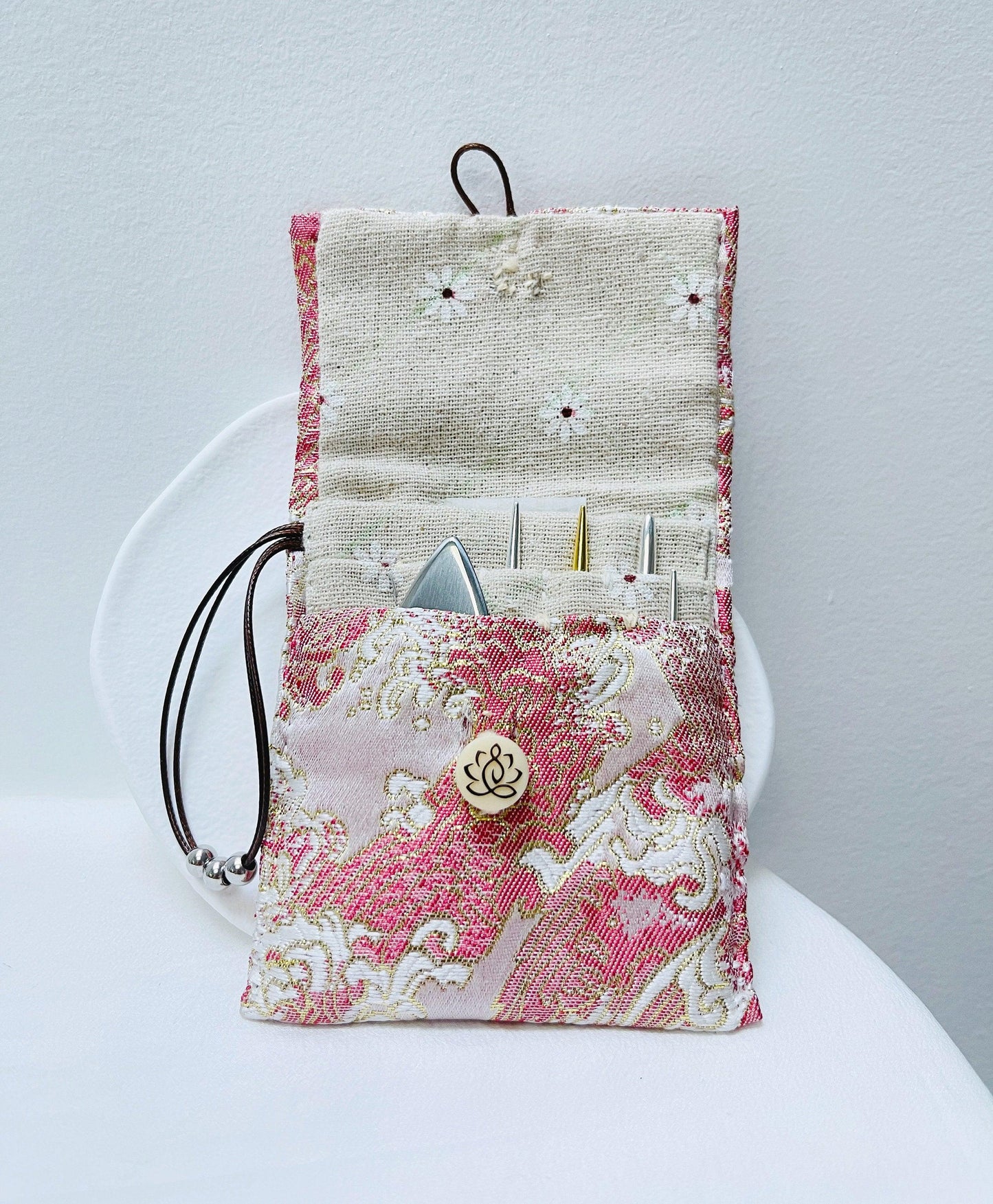 YUANWELLNESS: Handmade Acupuncture Teishin Case, Japanese Great Wave, Blue, Teishin Holder - YUAN WELLNESS