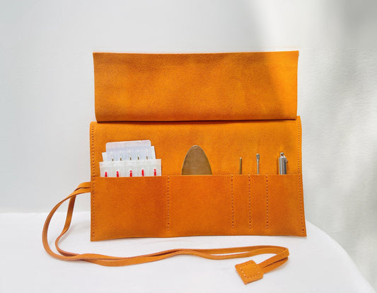 YUANWELLNESS: Handcrafted Leather Acupuncture Needle Carrying Case, Portable and Convenient - YUAN WELLNESS