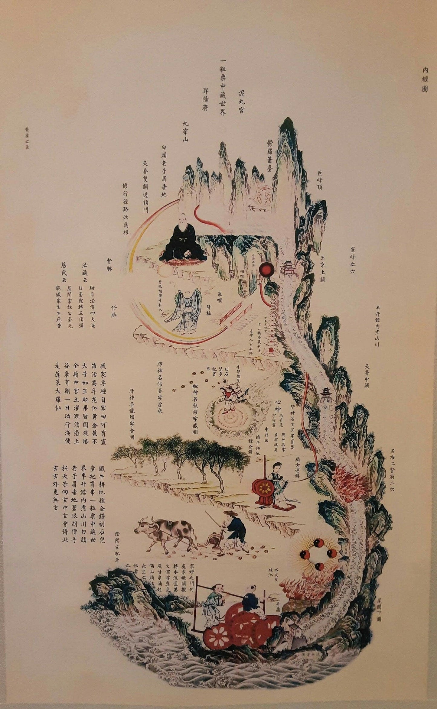 Colored Nei Jing Tu, Taoist “Inner Landscape”,Diagram of the human body - YUAN WELLNESS