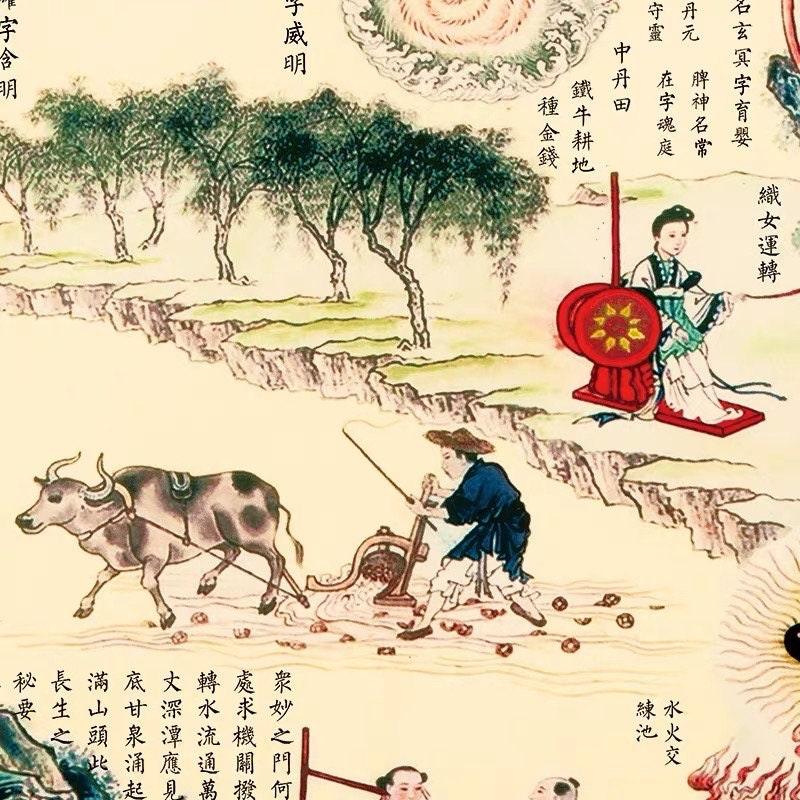 Colored Nei Jing Tu, Taoist “Inner Landscape”,Diagram of the human body - YUAN WELLNESS