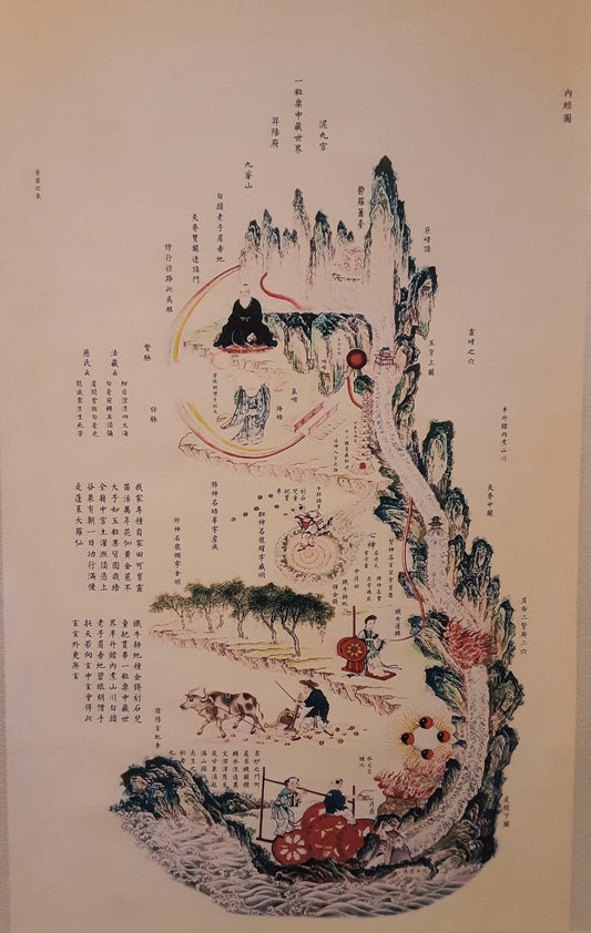 Colored Nei Jing Tu, Taoist “Inner Landscape”,Diagram of the human body - YUAN WELLNESS