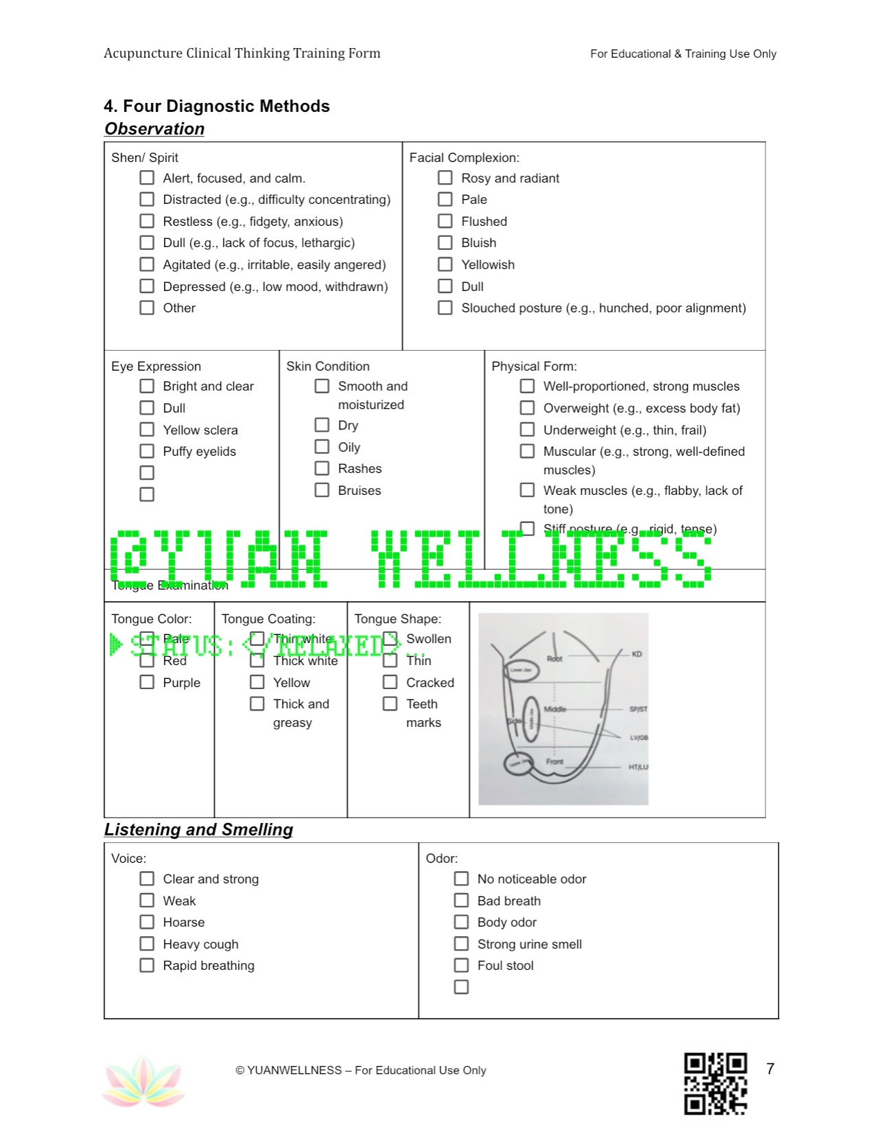 Acupuncture Clinical Thinking Training Form - Comprehensive PDF & Google Form for TCM Students and Practitioners