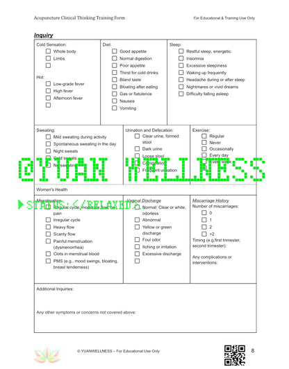 Acupuncture Clinical Thinking Training Form - Comprehensive PDF & Google Form for TCM Students and Practitioners
