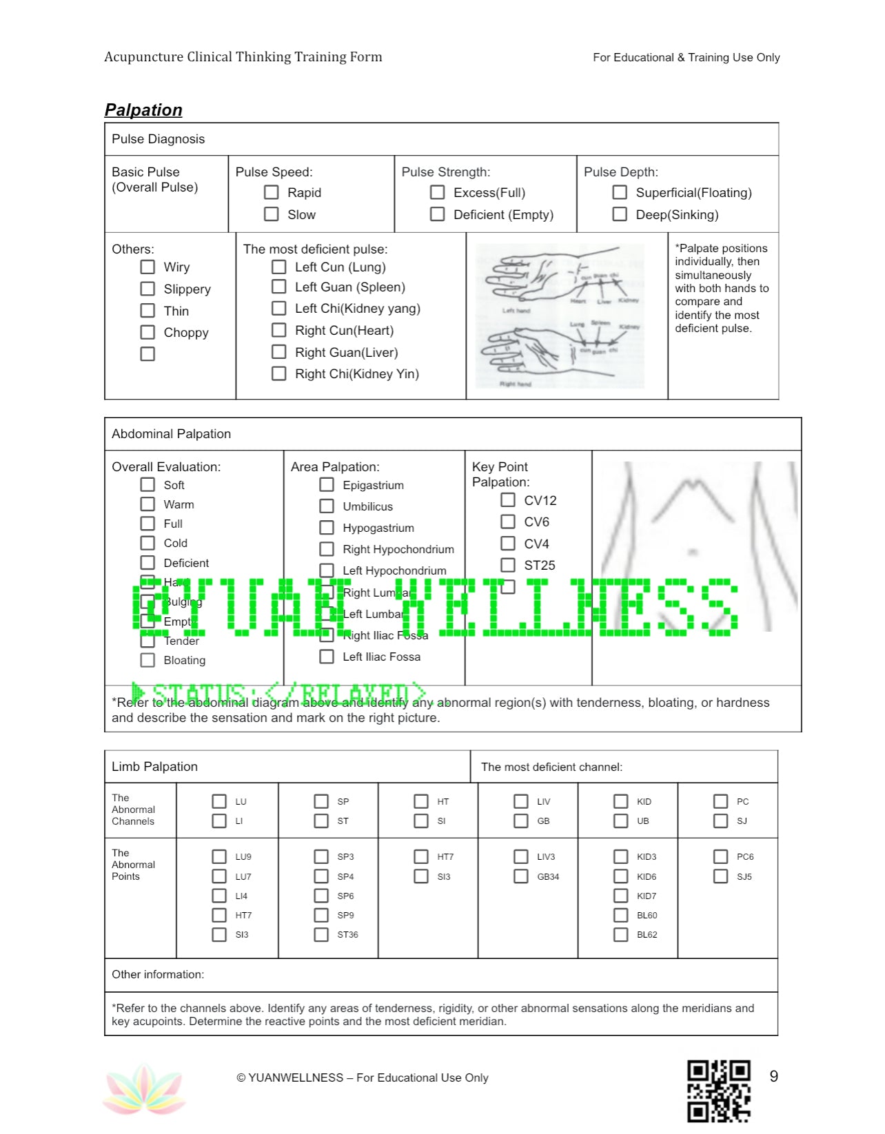 Acupuncture Clinical Thinking Training Form - Comprehensive PDF & Google Form for TCM Students and Practitioners