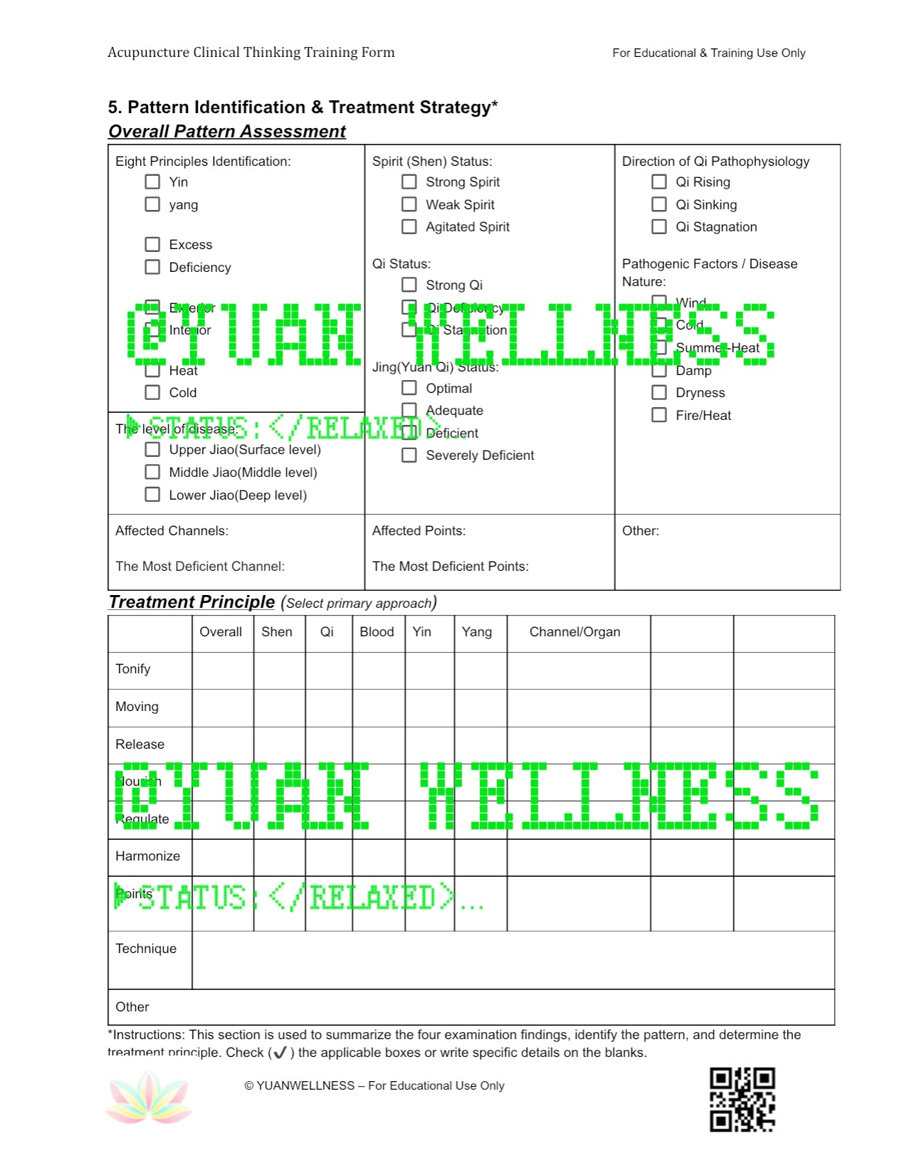 Acupuncture Clinical Thinking Training Form - Comprehensive PDF & Google Form for TCM Students and Practitioners
