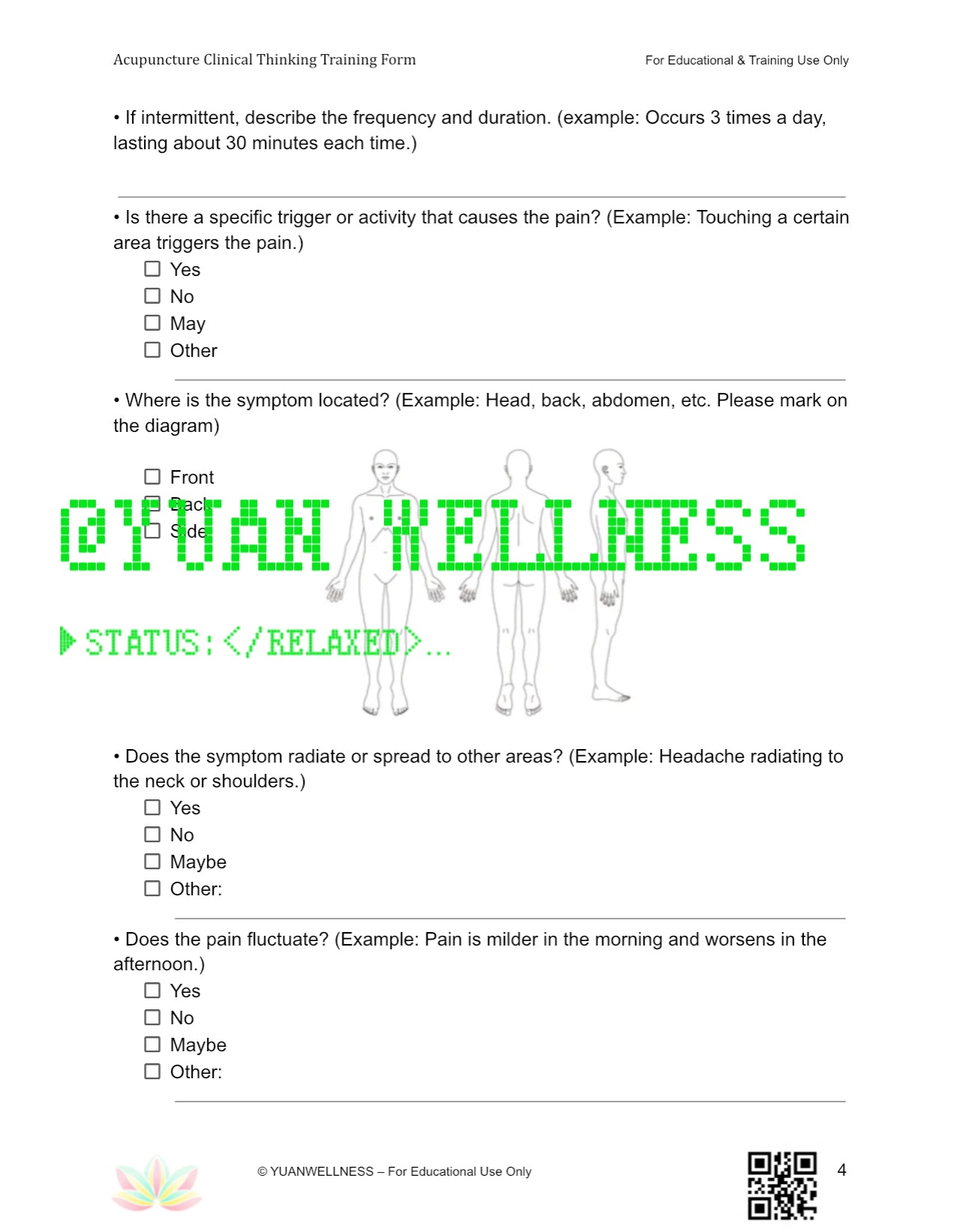 Acupuncture Clinical Thinking Training Form - Comprehensive PDF & Google Form for TCM Students and Practitioners