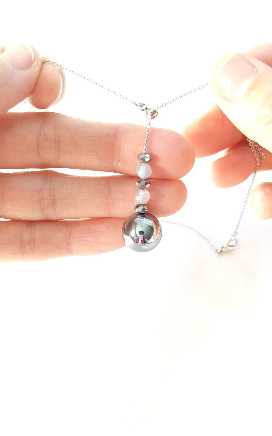 YUANWELLNESS: Handmade Terahertz bead adjustable energy necklace, Energy Healing - YUAN WELLNESS 