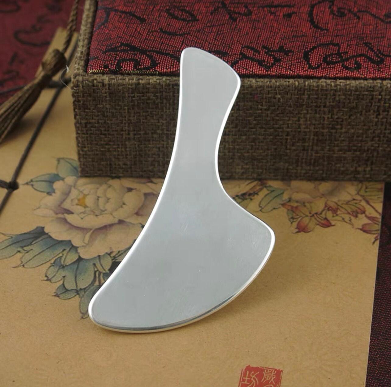 YUANWELLNESS: Handmade Personalized Pure Silver Guasha Massage Tool, Acupuncture, Acupressure - YUAN WELLNESS 