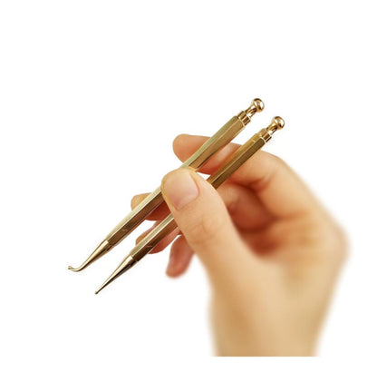 YUANWELLNESS: Brass Teishin, Tool, Stick, Needle Probe, for Acupuncture, Massage, Acupressure - YUAN WELLNESS 