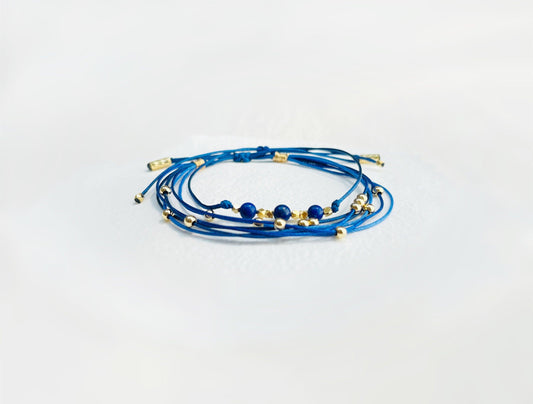 YUANWELLNESS: "HOPE", Handmade Stacked Bracelets, Adjustable Friendship Bracelets, “Starry Night”, Throat Chakra - YUAN WELLNESS 