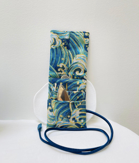 YUANWELLNESS: Handcrafted Acupuncture Teishin Carrying Case, Japanese Great Wave - YUAN WELLNESS 