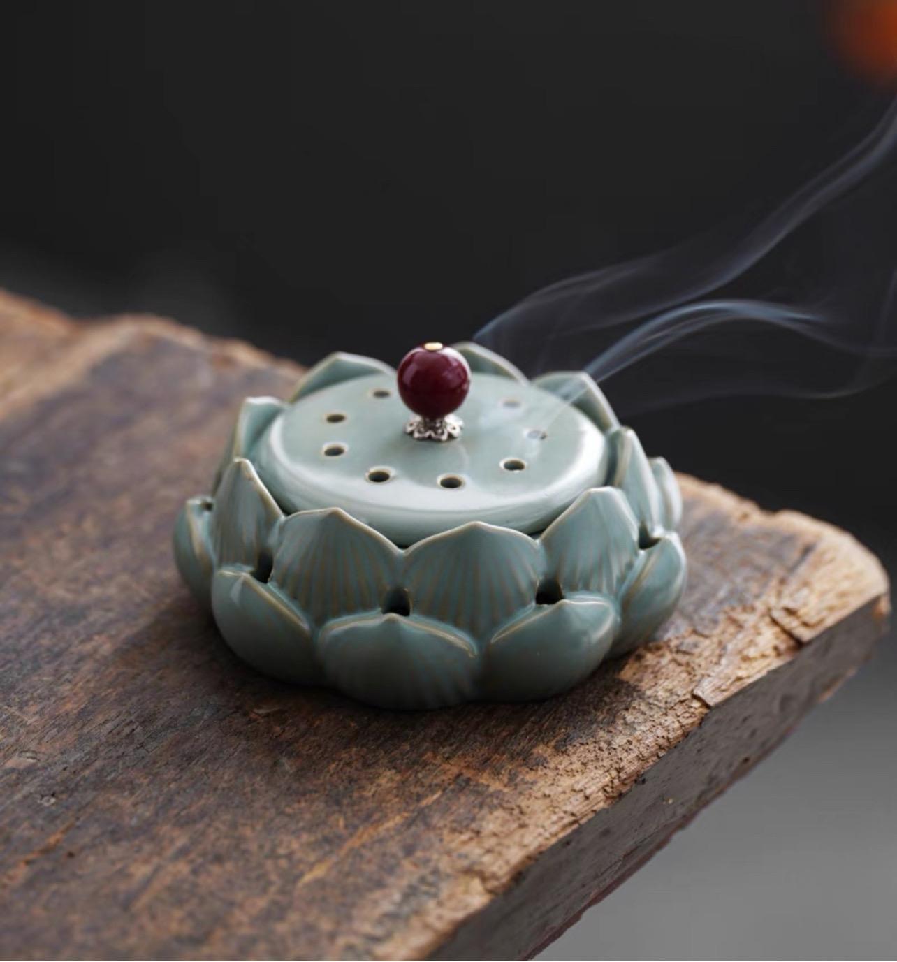 YUANWELLNESS: Zen Lotus Incense Holder for Meditation, Yoga, Moxa, Acupuncture, Massage, Aromatherapy - YUAN WELLNESS 