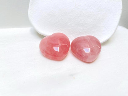 YUANWELLNESS: Heart-Shaped Pink Quartz Pair, Crystal Healing, Energy Stones, Meditation Stone, Heart Chakra - YUAN WELLNESS 