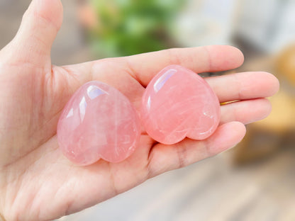 YUANWELLNESS: Heart-Shaped Pink Quartz Pair, Crystal Healing, Energy Stones, Meditation Stone, Heart Chakra - YUAN WELLNESS 