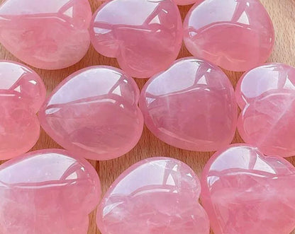 YUANWELLNESS: Heart-Shaped Pink Quartz Pair, Crystal Healing, Energy Stones, Meditation Stone, Heart Chakra - YUAN WELLNESS 