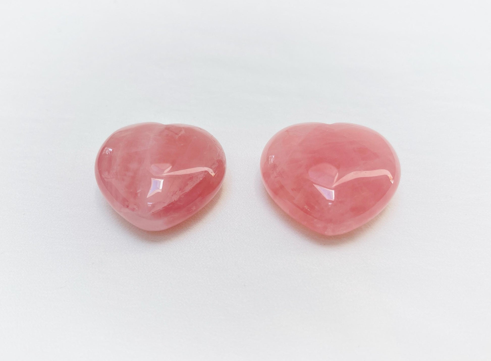 YUANWELLNESS: Heart-Shaped Pink Quartz Pair, Crystal Healing, Energy Stones, Meditation Stone, Heart Chakra - YUAN WELLNESS 