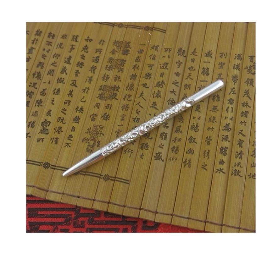 YUANWELLNESS: Handmade Lucky Clouds Pattern Pure Silver Teishin, Tool, Stick, Needle for Acupuncture, Massage, Acupressure - YUAN WELLNESS 